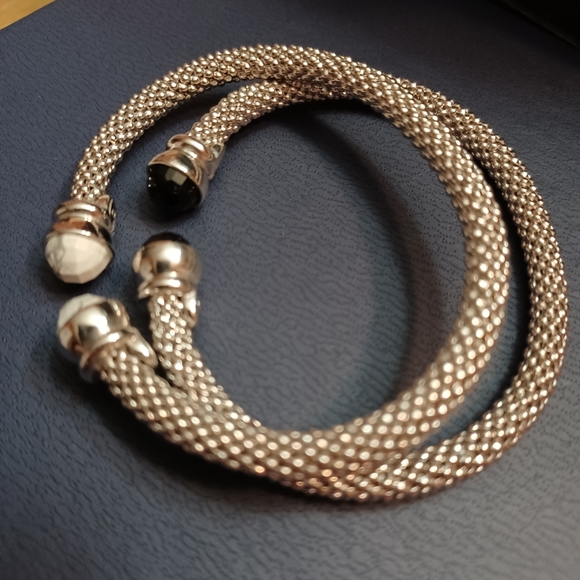 NWOT SET OF 2 STERLING SILVER GEMSTONE CUFFS - Picture 3 of 5